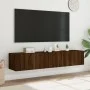 Muebles TV de pared luces LED 2 uds marrón roble 80x35x31 cm by , TV Furniture - Ref: Foro24-837294, Price: 118,11 €, Discoun...