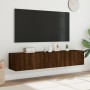 Muebles TV de pared luces LED 2 uds marrón roble 80x35x31 cm by , TV Furniture - Ref: Foro24-837294, Price: 120,03 €, Discoun...