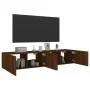 Muebles TV de pared luces LED 2 uds marrón roble 80x35x31 cm by , TV Furniture - Ref: Foro24-837294, Price: 118,11 €, Discoun...
