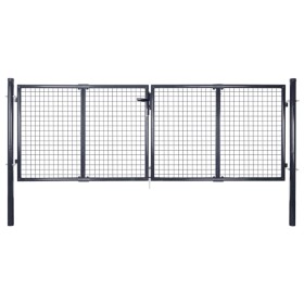 Gartengittertor aus grau verzinktem Stahl, 289 x 75 cm von vidaXL, Gartentore - Ref: Foro24-143362, Preis: 279,59 €, Rabatt: %