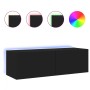 Schwarzer TV-Wandschrank mit LED-Lichtern, 100x35x31 cm. von , TV-Möbel - Ref: Foro24-837296, Preis: 85,31 €, Rabatt: %