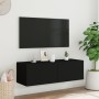 Schwarzer TV-Wandschrank mit LED-Lichtern, 100x35x31 cm. von , TV-Möbel - Ref: Foro24-837296, Preis: 85,31 €, Rabatt: %