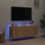 Muebles de TV de pared luces LED 2 uds roble Sonoma 60x35x41 cm by , TV Furniture - Ref: Foro24-837307, Price: 88,49 €, Disco...