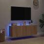Wand-TV-Möbel mit LED-Lichtern, 2 Stück, Sonoma-Eiche, 60x35x41 cm. von , TV-Möbel - Ref: Foro24-837307, Preis: 89,59 €, Raba...
