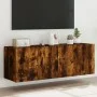 Wand-TV-Möbel mit LED-Lichtern, 2 Stück, in geräucherter Eiche, 60x35x41 cm. von , TV-Möbel - Ref: Foro24-837311, Preis: 88,5...
