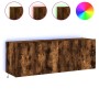 Wand-TV-Möbel mit LED-Lichtern, 2 Stück, in geräucherter Eiche, 60x35x41 cm. von , TV-Möbel - Ref: Foro24-837311, Preis: 89,6...