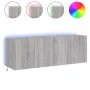 Wand-TV-Möbel mit LED-Lichtern, 2 Stück, in Sonoma-Grau, 60x35x41 cm. von , TV-Möbel - Ref: Foro24-837313, Preis: 91,50 €, Ra...