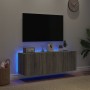 Muebles TV de pared con luces LED 2 uds gris Sonoma 60x35x41 cm