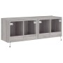 Muebles TV de pared con luces LED 2 uds gris Sonoma 60x35x41 cm