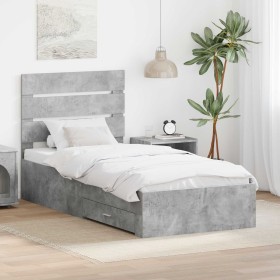 Estructura de cama con cajón Gris Concreto 100 x 200 cm en Conjuntos de muebles | Comprar online en Foro24