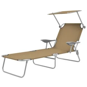Klappbare Sonnenliege mit taupefarbener Stahlmarkise von vidaXL, Liegen - Ref: Foro24-44297, Preis: 102,20 €, Rabatt: %