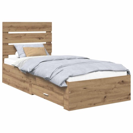 Estructura de cama con cajón Roble artesanal 90 x 200 cm en Conjuntos de muebles | Comprar online en Foro24