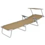 Folding sun lounger with taupe steel awning by vidaXL, Loungers - Ref: Foro24-44297, Price: 102,20 €, Discount: %