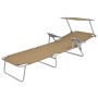 Klappbare Sonnenliege mit taupefarbener Stahlmarkise von vidaXL, Liegen - Ref: Foro24-44297, Preis: 110,86 €, Rabatt: %