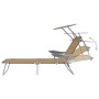 Tumbona plegable con toldo de acero taupé de vidaXL, Tumbonas - Ref: Foro24-44297, Precio: 105,80 €, Descuento: %