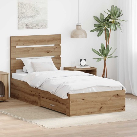 Estructura de cama con cajón Roble artesanal 90 x 190 cm en Conjuntos de muebles | Comprar online en Foro24