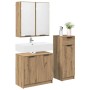 Juego de muebles de baño con cajón 3 pcs Roble artesanal en Muebles de baño | Comprar online en Foro24