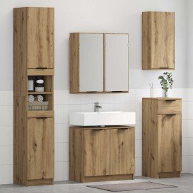 Juego de muebles de baño con cajón 4 pcs Roble artesanal en Muebles de baño | Comprar online en Foro24