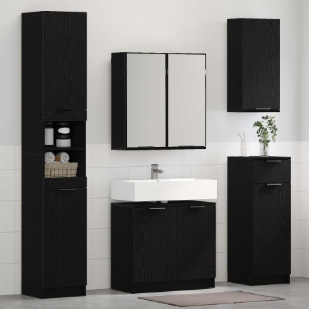 Juego de muebles de baño 4 pcs Roble Negro Madera de ingeniería en Muebles de baño | Comprar online en Foro24