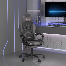 Silla gaming giratoria y reposapiés cuero sintético negro gris en Sillas gaming | Comprar online en Foro24