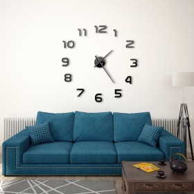 Reloj 3D de pared con diseño moderno 100 cm XXL negro