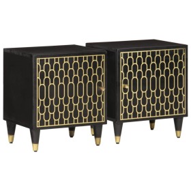 Mesitas de noche 2 uds madera maciza de mango 40x33x46 cm en Mesitas de noche | Comprar online en Foro24