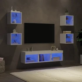 Wand-TV-Schränke mit LED, 7 Stück, weißes Holzwerkstoff von , TV-Möbel - Ref: Foro24-3216583, Preis: 129,58 €, Rabatt: %