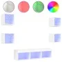 Muebles de TV de pared con LED 7 pzas madera ingeniería blanco de , Muebles TV - Ref: Foro24-3216583, Precio: 129,41 €, Descu...