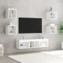 Muebles de TV de pared con LED 7 pzas madera ingeniería blanco de , Muebles TV - Ref: Foro24-3216583, Precio: 129,41 €, Descu...