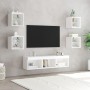 Wand-TV-Schränke mit LED, 7 Stück, weißes Holzwerkstoff von , TV-Möbel - Ref: Foro24-3216583, Preis: 132,63 €, Rabatt: %