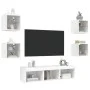 Muebles de TV de pared con LED 7 pzas madera ingeniería blanco de , Muebles TV - Ref: Foro24-3216583, Precio: 129,41 €, Descu...