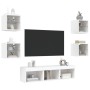 Wand-TV-Schränke mit LED, 7 Stück, weißes Holzwerkstoff von , TV-Möbel - Ref: Foro24-3216583, Preis: 132,63 €, Rabatt: %