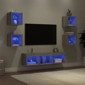 TV-Wandmöbel mit LED, 7-teilig, Holzwerkstoff, grau Sonoma von , TV-Möbel - Ref: Foro24-3216588, Preis: 130,40 €, Rabatt: %