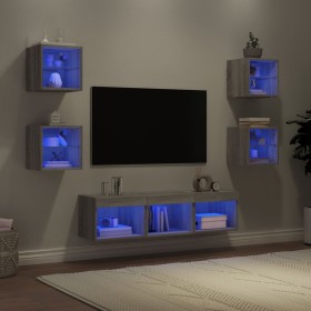 TV-Wandmöbel mit LED, 7-teilig, Holzwerkstoff, grau Sonoma von , TV-Möbel - Ref: Foro24-3216588, Preis: 133,08 €, Rabatt: %