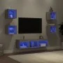 TV wall furniture with LED 7 pieces engineered wood gray Sonoma by , TV Furniture - Ref: Foro24-3216588, Price: 130,40 €, Dis...