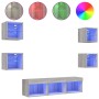 Muebles TV pared con LED 7 pzas madera ingeniería gris Sonoma de , Muebles TV - Ref: Foro24-3216588, Precio: 132,95 €
