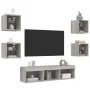 TV-Wandmöbel mit LED, 7-teilig, Holzwerkstoff, grau Sonoma von , TV-Möbel - Ref: Foro24-3216588, Preis: 130,40 €, Rabatt: %