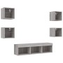 TV-Wandmöbel mit LED, 7-teilig, Holzwerkstoff, grau Sonoma von , TV-Möbel - Ref: Foro24-3216588, Preis: 133,08 €, Rabatt: %