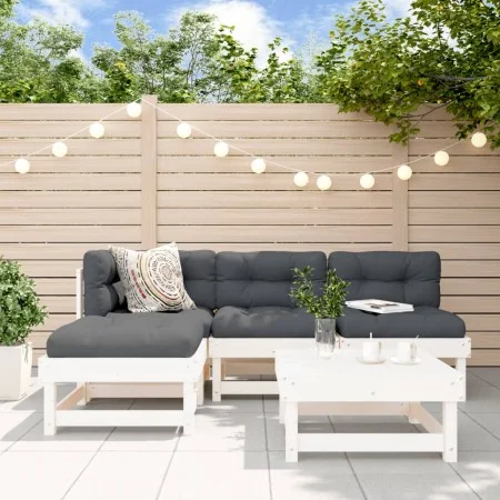 Gartensofa-Set 5-teilig aus massivem weißem Kiefernholz von , Gartensets - Ref: Foro24-3186516, Preis: 267,06 €, Rabatt: %