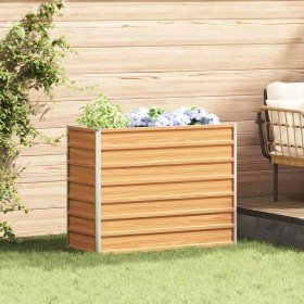 Arriate elevado Marrón Claro 100 x 40 x 77 cm Acero Galvanizado en Maceteros y jardineras | Comprar online en Foro24