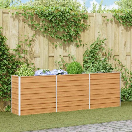 Arriate elevado Marrón Claro 240 x 40 x 77 cm Acero Galvanizado en Maceteros y jardineras | Comprar online en Foro24