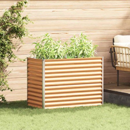 Arriate elevado Marrón Claro 98 x 50 x 68 cm Acero Galvanizado en Maceteros y jardineras | Comprar online en Foro24