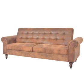 Convertible 2-seater sofa with brown artificial suede armrests by vidaXL, Sofas - Ref: Foro24-245584, Price: 412,63 €, Discou...