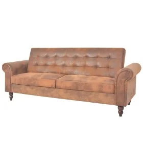 Convertible 2-seater sofa with brown artificial suede armrests by vidaXL, Sofas - Ref: Foro24-245584, Price: 404,22 €, Discou...