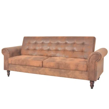 Convertible 2-seater sofa with brown artificial suede armrests by vidaXL, Sofas - Ref: Foro24-245584, Price: 404,22 €, Discou...
