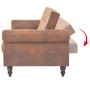 Convertible 2-seater sofa with brown artificial suede armrests by vidaXL, Sofas - Ref: Foro24-245584, Price: 412,63 €, Discou...