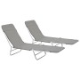 Folding sun loungers 2 units steel and gray fabric by vidaXL, Loungers - Ref: Foro24-44302, Price: 84,71 €, Discount: %