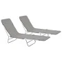 Folding sun loungers 2 units steel and gray fabric by vidaXL, Loungers - Ref: Foro24-44302, Price: 87,71 €, Discount: %