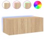 Wandmontierter TV-Schrank mit LED-Leuchten Sonoma-Eiche 80x35x31 cm von , TV-Möbel - Ref: Foro24-837285, Preis: 53,92 €, Raba...