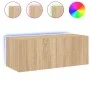 Wandmontierter TV-Schrank mit LED-Leuchten Sonoma-Eiche 80x35x31 cm von , TV-Möbel - Ref: Foro24-837285, Preis: 53,18 €, Raba...